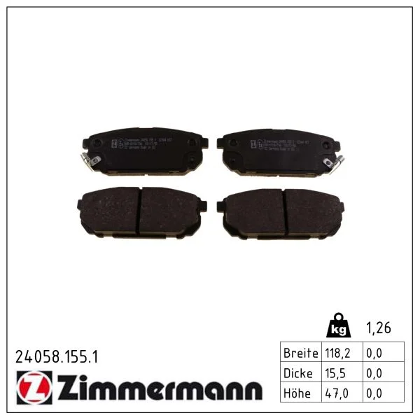 Sada brzdových destiček, kotoučová brzda ZIMMERMANN 24058.155.1
