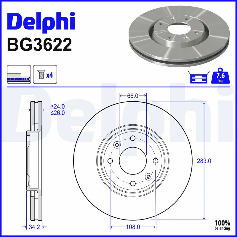 Brzdový kotouč DELPHI BG3622