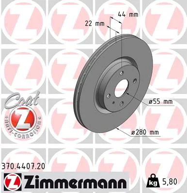 Brzdový kotouč ZIMMERMANN 370.4407.20