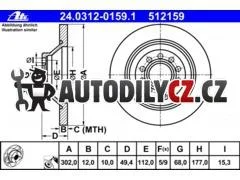 AT 512159 P/L brzdový kotouč, Power Disc ATE