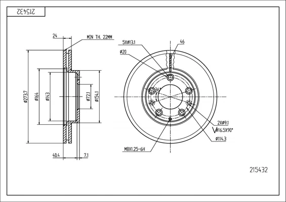 BRZ.KOTOUČ /P/ MAZDA 323 1.9 16V 98- HART 215432