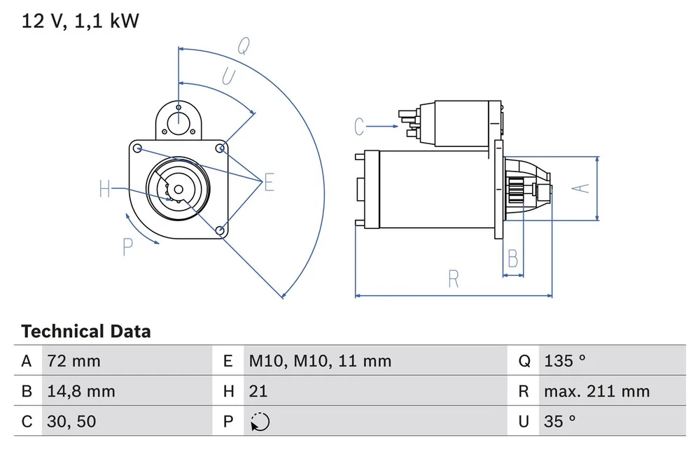 BO 0986017530 Startér BOSCH-výměnný díl