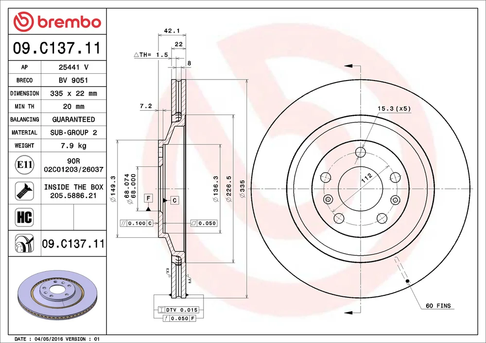 Brzdový kotouč BREMBO 09.C137.11