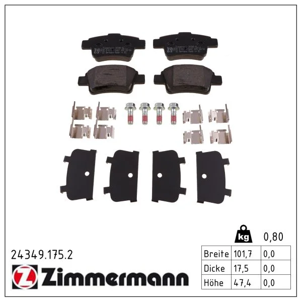 Sada brzdových destiček, kotoučová brzda ZIMMERMANN 24349.175.2