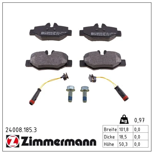 Sada brzdových destiček, kotoučová brzda ZIMMERMANN 24008.185.3