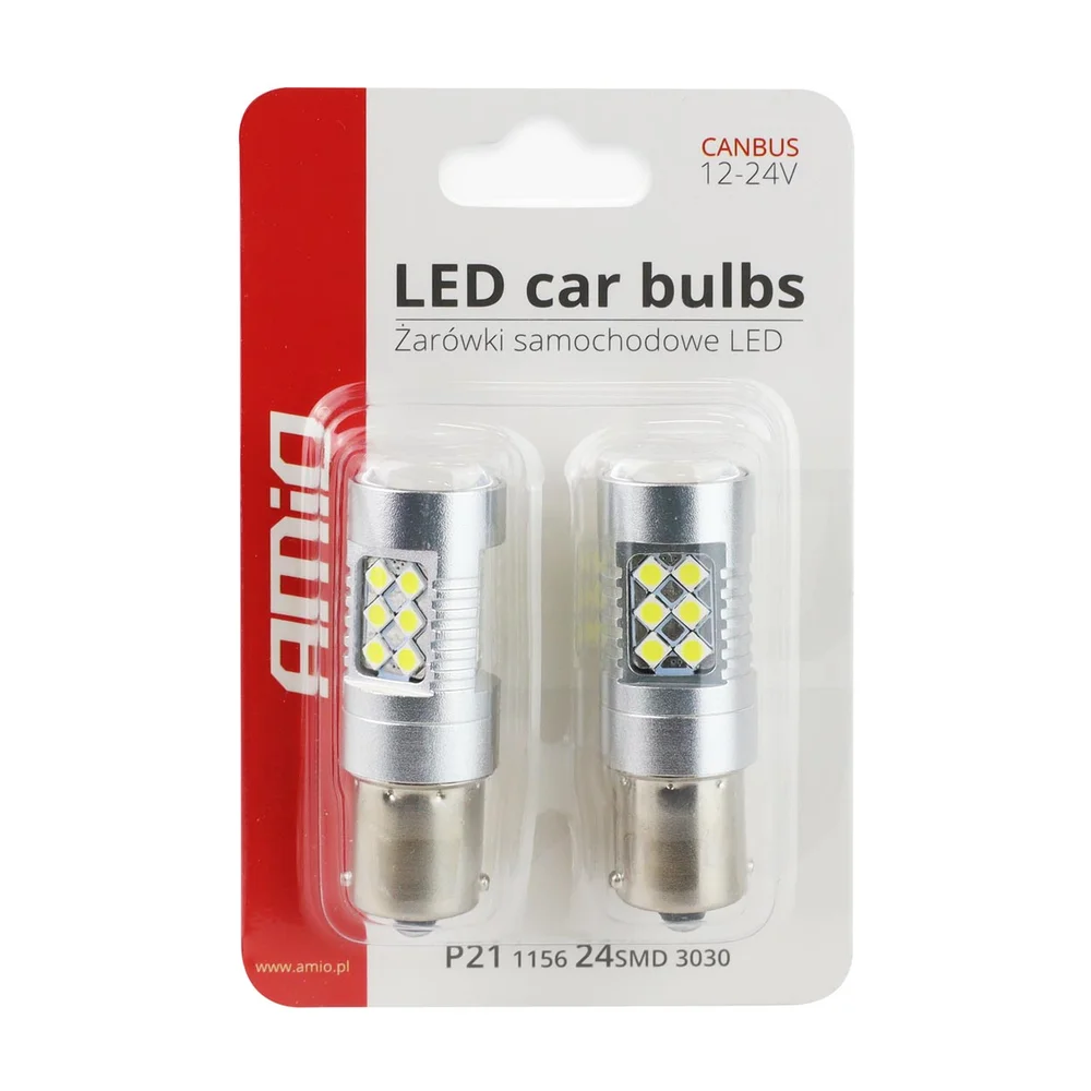 LED CANBUS 3030 24SMD 1156 BA15S P21W White 12V/24V AMIO 01445 - Obrázek 3