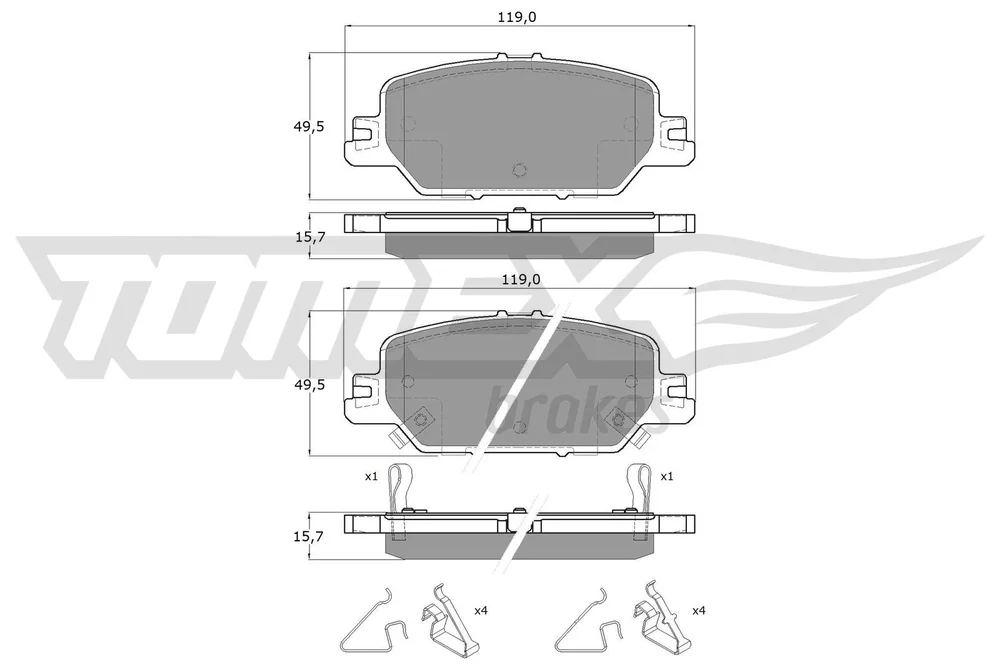 Sada brzdových destiček, kotoučová brzda Tomex Brakes TX19-66