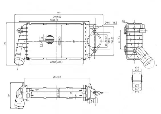 CHLADIČ VZDUCHU LUPO 1.4TDI 99-05 HART 637068 – OE 6E0145805B