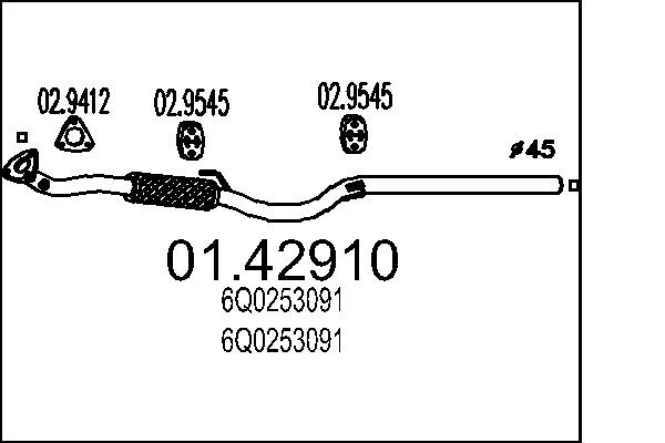 Výfuková trubka MTS 01.42910 – OE 6Q0253091