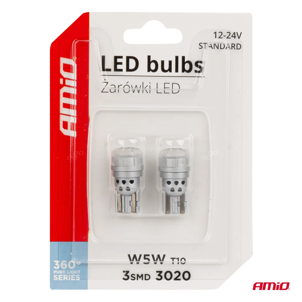 LED BUBLS 360 Pure Light Series STANDARD T10 W5W 3x3020 SMD White 12V/24V AMIO-03725 - Obrázek 5