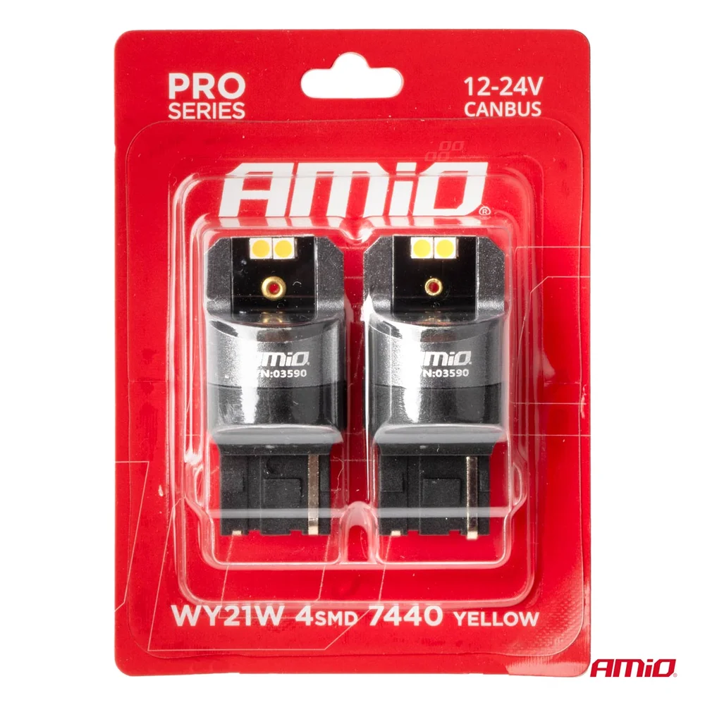 LED CANBUS PRO series 7440 WY21W 4x3030 SMD Orange 12/24V CANBUS AMIO-03590 - Obrázek 4