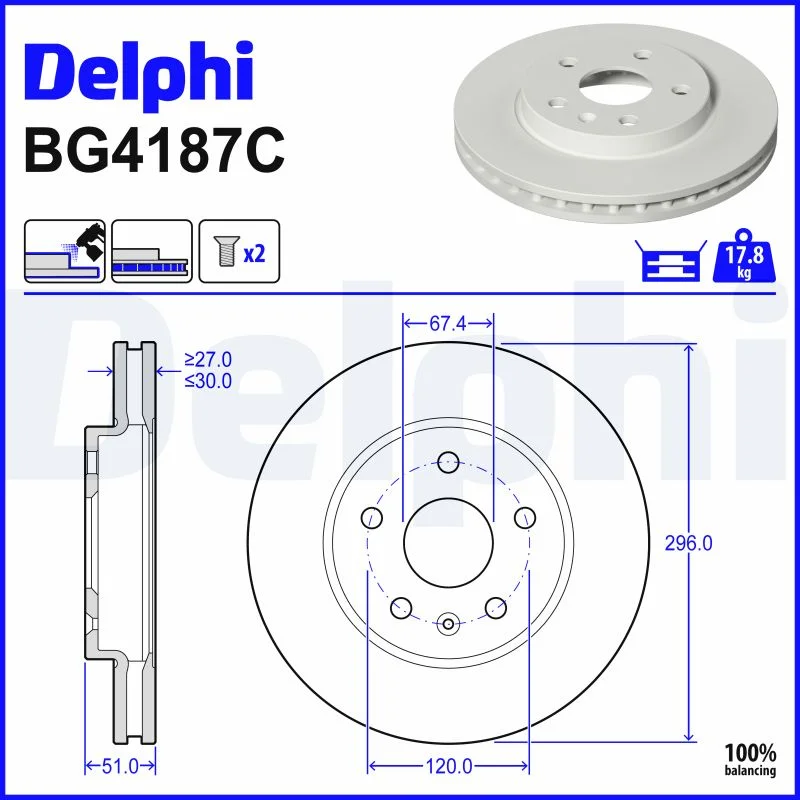 Brzdový kotouč DELPHI BG4187C