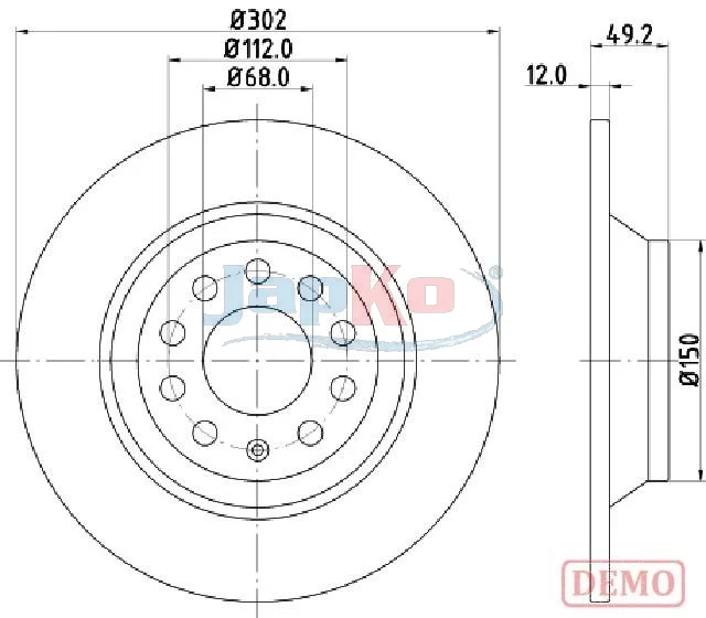 Brzdový kotouč JAPKO 610915C – OE 4F0615601E