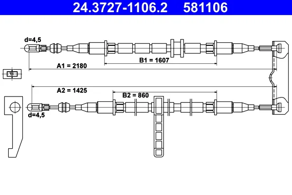 Tazne lanko, parkovaci brzda ATE 24.3727-1106.2 – OE 4839874