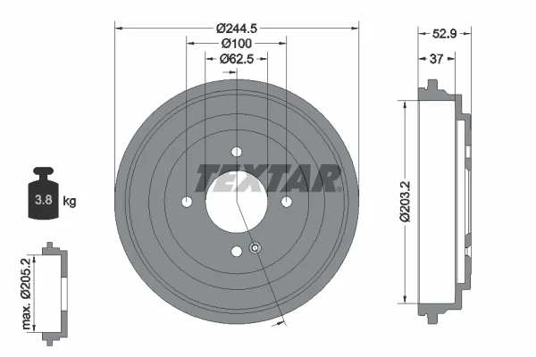 Brzdový buben TEXTAR 94048100 – OE 58411G6000