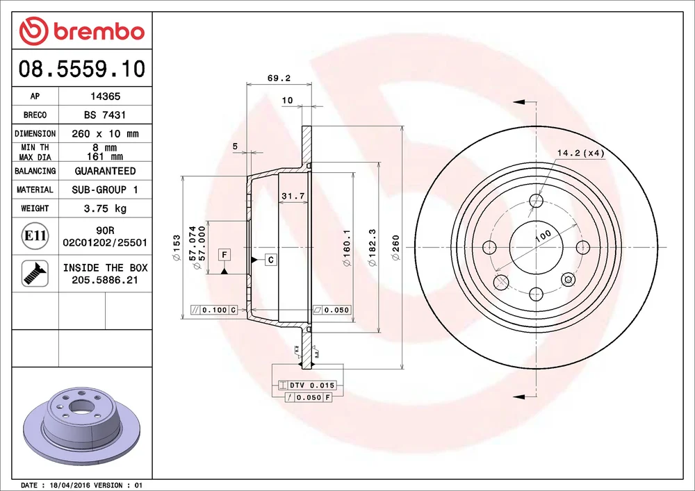 Brzdový kotouč BREMBO 08.5559.10