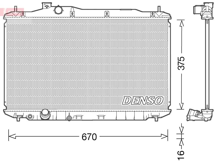 Chladič, chlazení motoru DENSO DRM40040 – OE 19010RSPG01 Chladič, chlazení motoru DENSO DRM40040 – OE 19010RSPG01