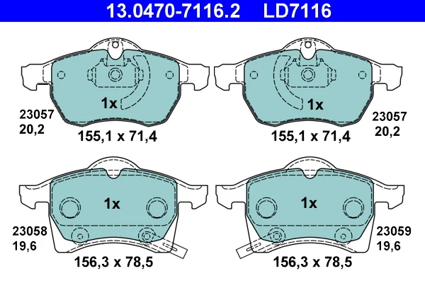 Sada brzdových destiček, kotoučová brzda ATE 13.0470-7116.2
