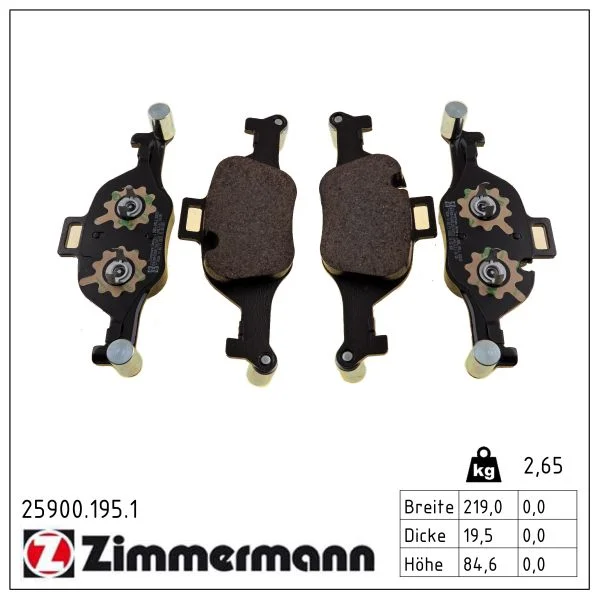 Sada brzdových destiček, kotoučová brzda ZIMMERMANN 25900.195.1