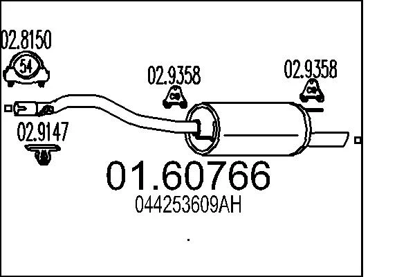 Zadni tlumic vyfuku MTS 01.60766 – OE 044253609AH Zadni tlumic vyfuku MTS 01.60766 – OE 044253609AH