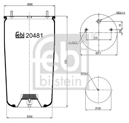 Mech, pneumaticke odpruzeni FEBI BILSTEIN 20481 Mech, pneumaticke odpruzeni FEBI BILSTEIN 20481