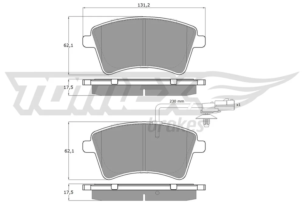 Sada brzdových destiček, kotoučová brzda Tomex Brakes TX15-841