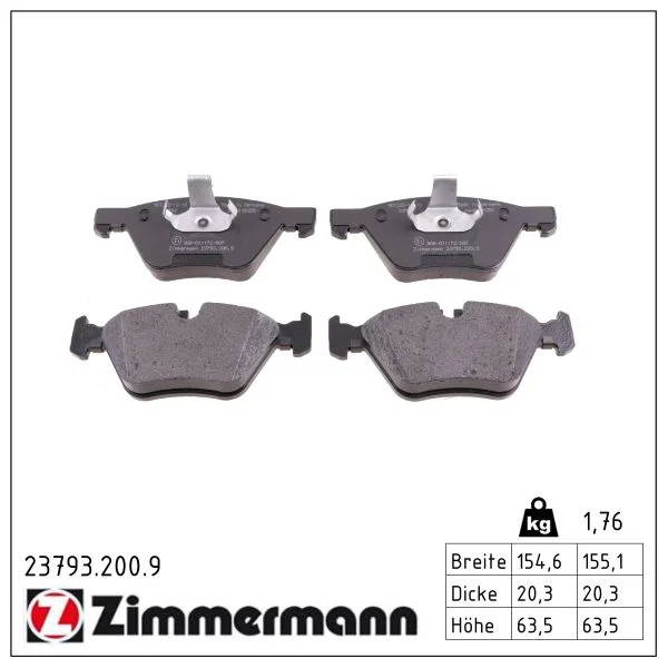 Sada brzdových destiček, kotoučová brzda ZIMMERMANN 23793.200.9