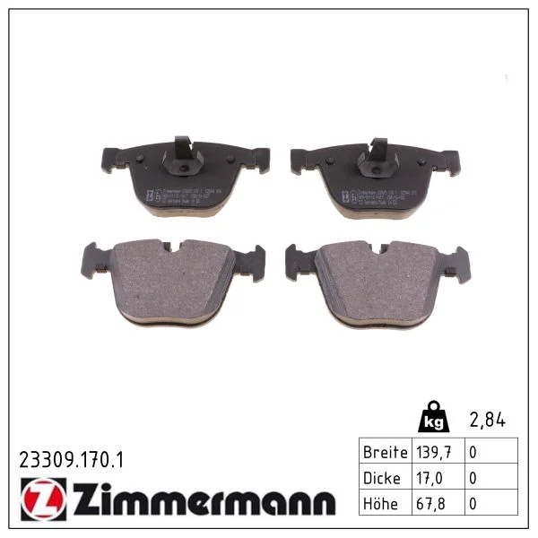 Sada brzdových destiček, kotoučová brzda ZIMMERMANN 23309.170.1