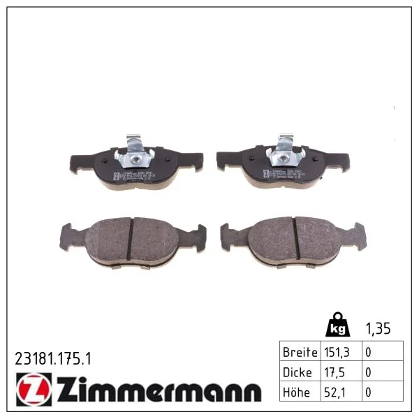 Sada brzdových destiček, kotoučová brzda ZIMMERMANN 23181.175.1