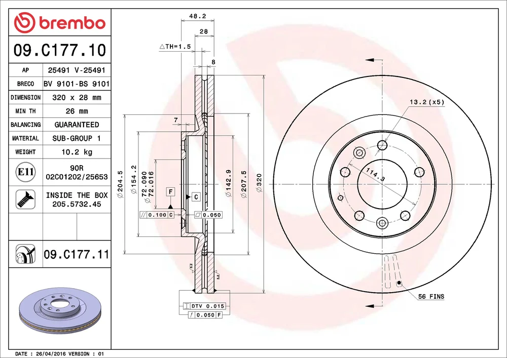 Brzdový kotouč BREMBO 09.C177.11