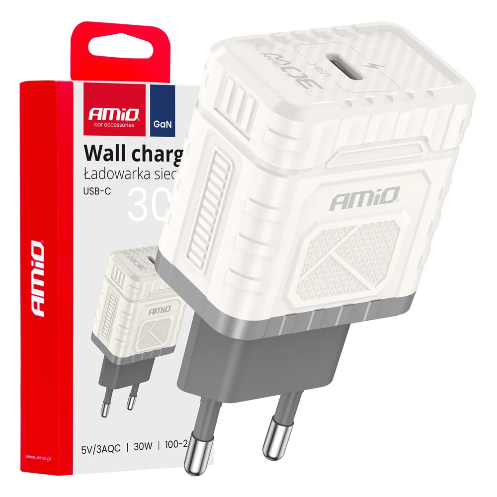 Síťová nabíječka Quick Charge GaN PD 30W USB-C AMiO-04285 Síťová nabíječka Quick Charge GaN PD 30W USB-C AMiO-04285