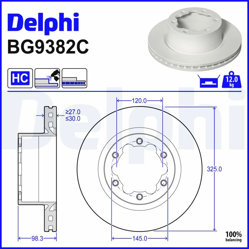 Brzdový kotouč DELPHI BG9382C – OE 2N0615601B
