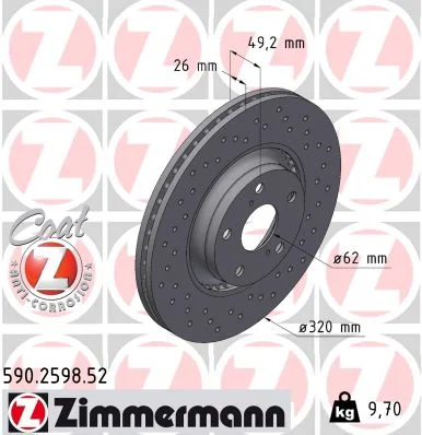 Brzdový kotouč ZIMMERMANN 590.2598.52 – OE 43512-05090