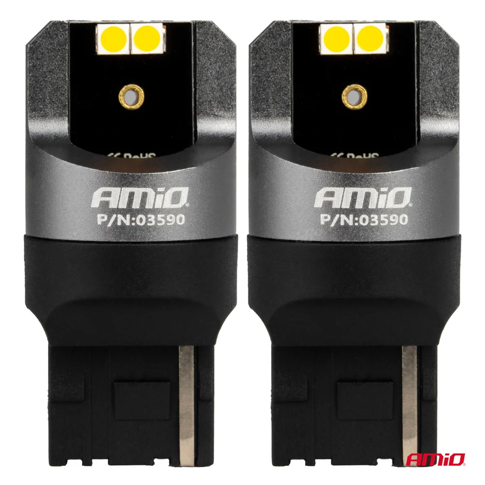 LED CANBUS PRO series 7440 WY21W 4x3030 SMD Orange 12/24V CANBUS AMIO-03590 - Obrázek 2