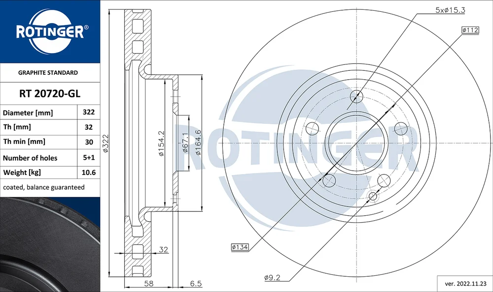 Brzdový kotouč ROTINGER RT20720-GL