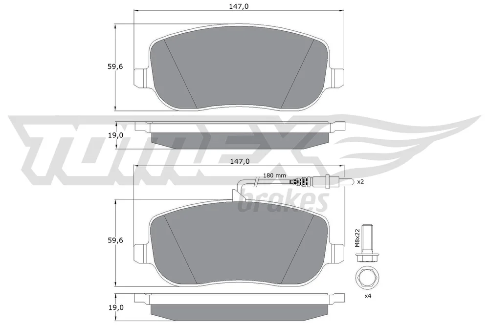 Sada brzdových destiček, kotoučová brzda Tomex Brakes TX13-34