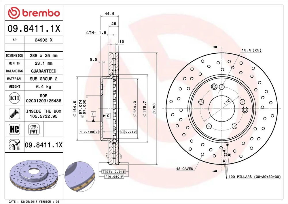 Brzdový kotouč BREMBO 09.8411.1X