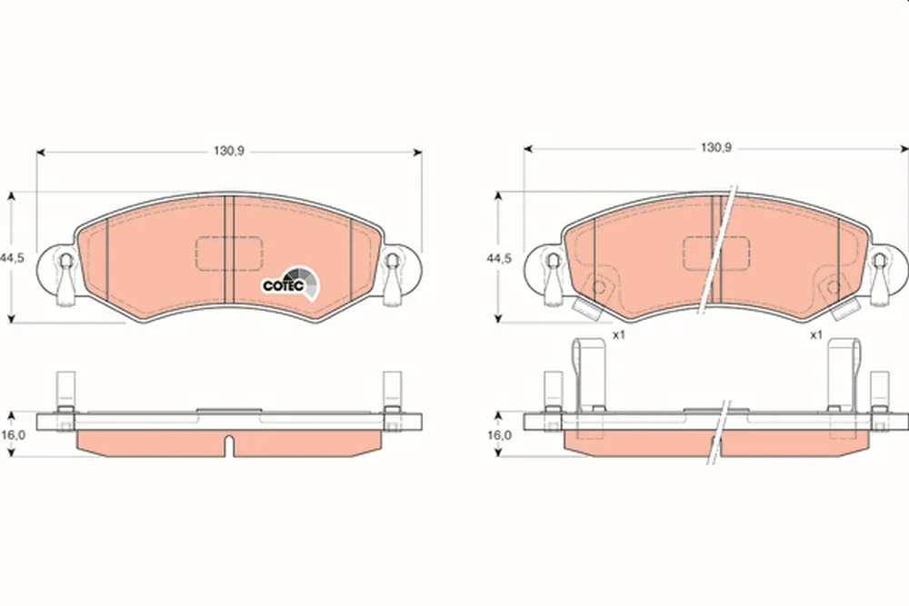 Sada brzdových destiček, kotoučová brzda TRW GDB1420