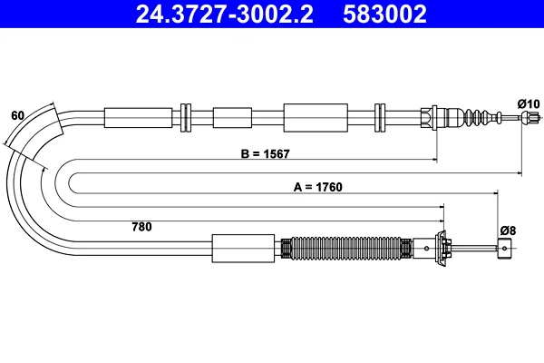 Tazne lanko, parkovaci brzda ATE 24.3727-3002.2 – OE 51808304