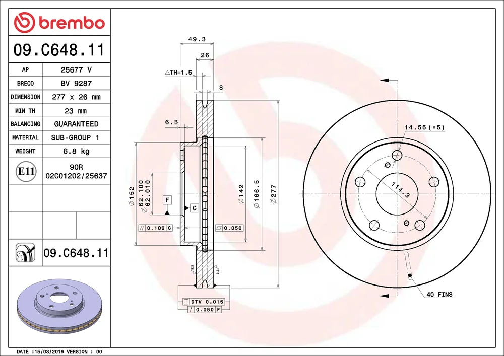 Brzdový kotouč BREMBO 09.C648.11 – OE 4351202330