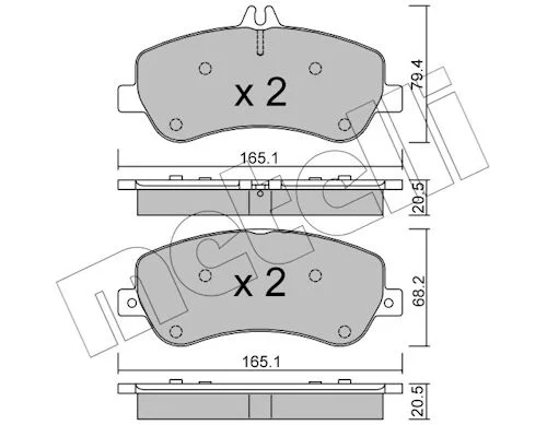 Sada brzdových destiček, kotoučová brzda METELLI 22-0825-0