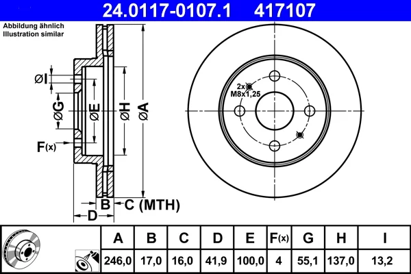Brzdový kotouč ATE 24.0117-0107.1 – OE 43512-97402-000