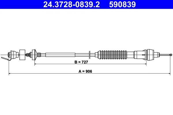 Tazne lanko, ovladani spojky ATE 24.3728-0839.2 Tazne lanko, ovladani spojky ATE 24.3728-0839.2