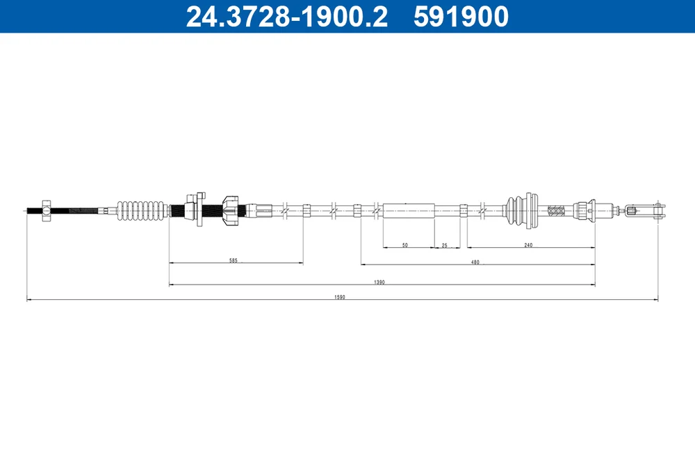 Tažné lanko, ovládání spojky ATE 24.3728-1900.2 – OE 31340-0H060