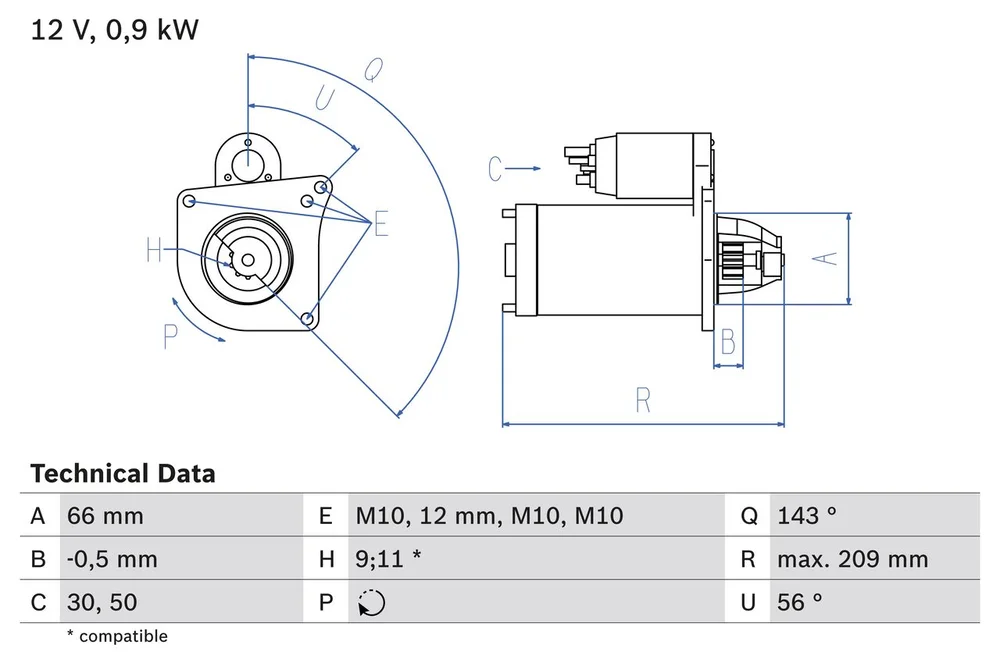 BO 0986018860 Startér BOSCH-výměnný díl