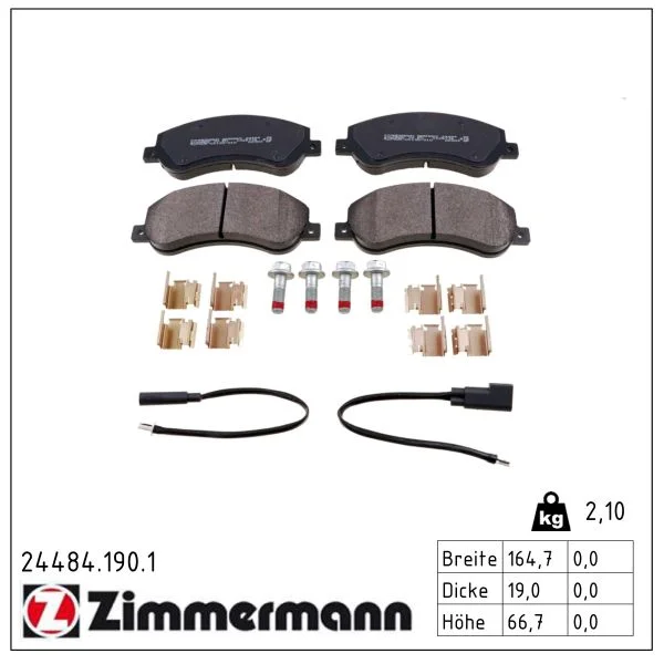 Sada brzdových destiček, kotoučová brzda ZIMMERMANN 24484.190.1 Sada brzdových destiček, kotoučová brzda ZIMMERMANN 24484.190.1