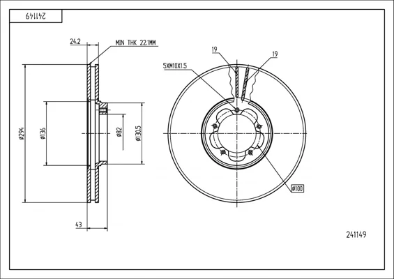 BRZ.KOTOUČ /P/TRANSIT 00- /LAK/KPL HART 241149
