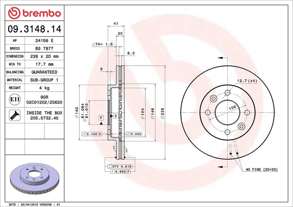 Brzdový kotouč BREMBO 09.3148.14