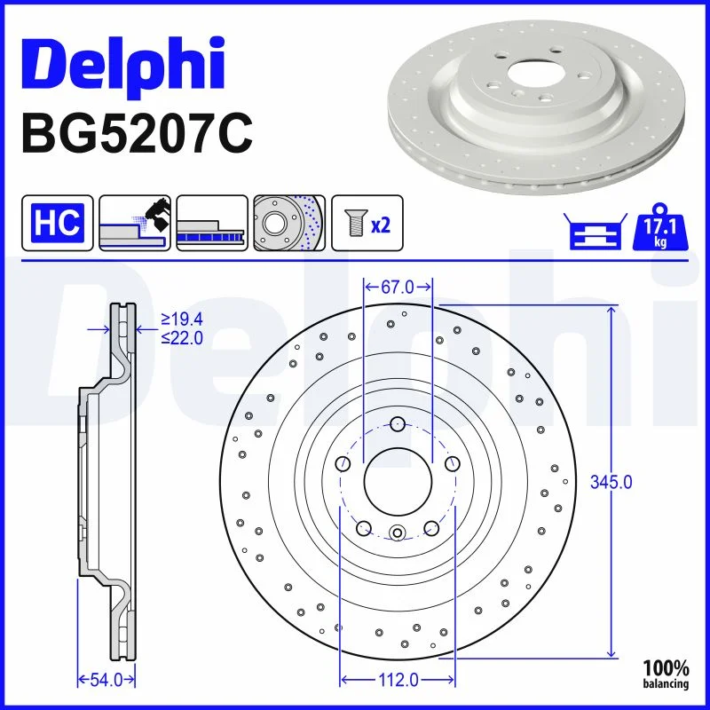 Brzdový kotouč DELPHI BG5207C