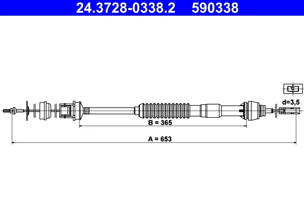 Tazne lanko, ovladani spojky ATE 24.3728-0338.2 – OE 2150V1 Tazne lanko, ovladani spojky ATE 24.3728-0338.2 – OE 2150V1